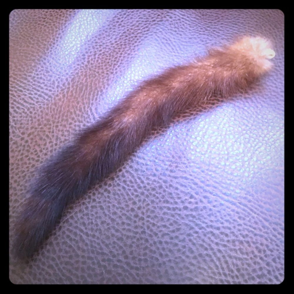 Beautiful Long Real Mink Fur Tail Keychain Charm